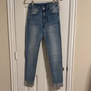 Italian Women's Blue Jeans with Silver Accents
